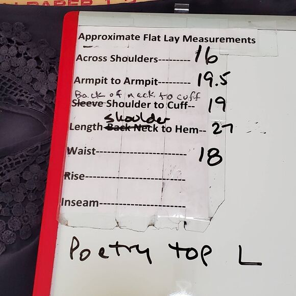 Poetry Peasant Blouse Women's L Gray Blue Short Sleeve Crochet Lace Rayon Boho - Picture 10 of 10